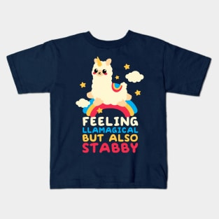 Llamagical but also stabby Kids T-Shirt